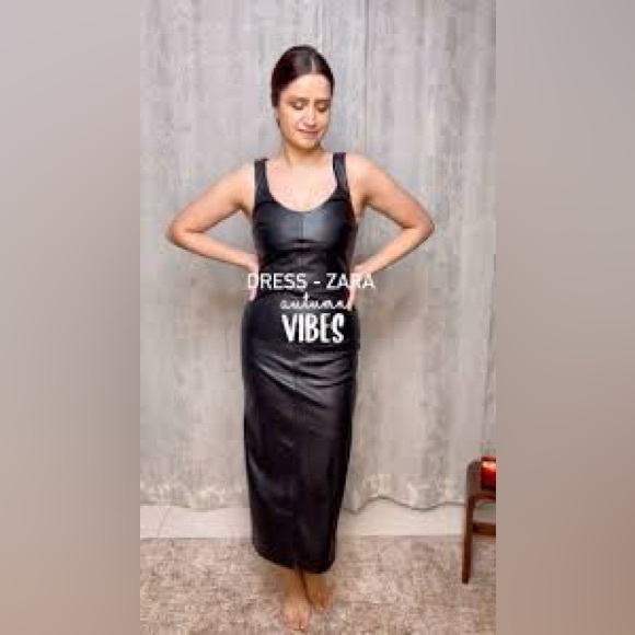 NWT Zara Faux Leather Midi Dress - Picture 3 of 10